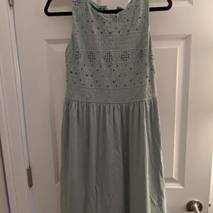 Loft Seafoam green cotton dress with eyelet bodice
